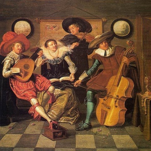 HALS, Dirck musician 1623 - baroque cello